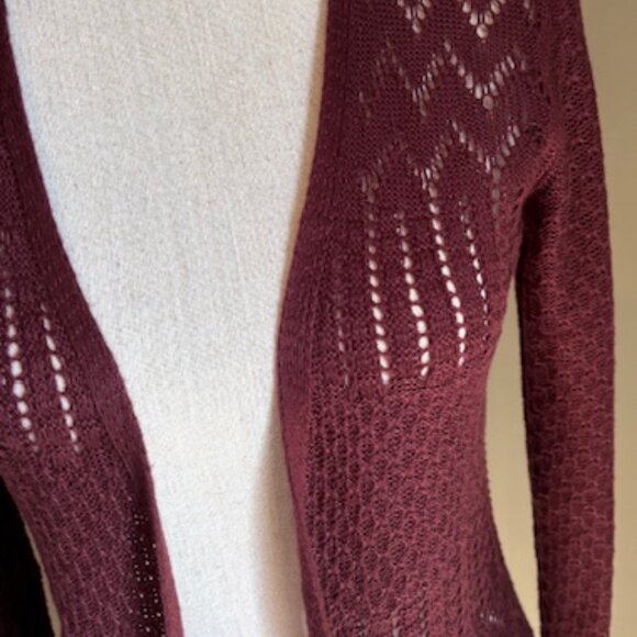 Love Ellie Burgandy Benhill Pointelle Duster Cardigan Medium Petite - Picture 4 of 10